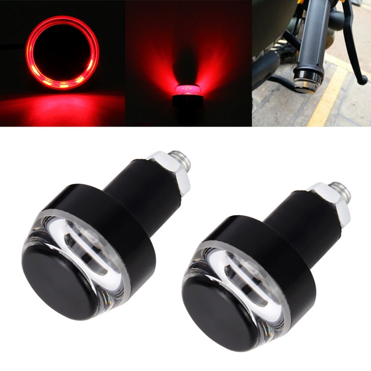 Pair Motorcycle Turn Signal Light Grip Bar Plug Strobe Side Marker End LED Handlebar Lamp, Red Light
