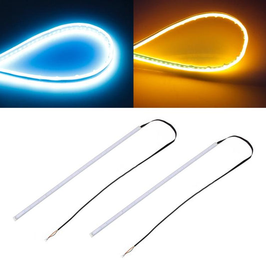 2 PCS 60cm DC12V 7.5W Ultra-thin Waterproof Car Auto Double Colors Turn Lights / Running Lights SMD-2835 LED Bulbs (Turn Lights: Yellow Light; Running Lights: Ice Blue Light), 60cm Turn Lights: Yellow Light; Running Lights: Ice Blue Light              ...
