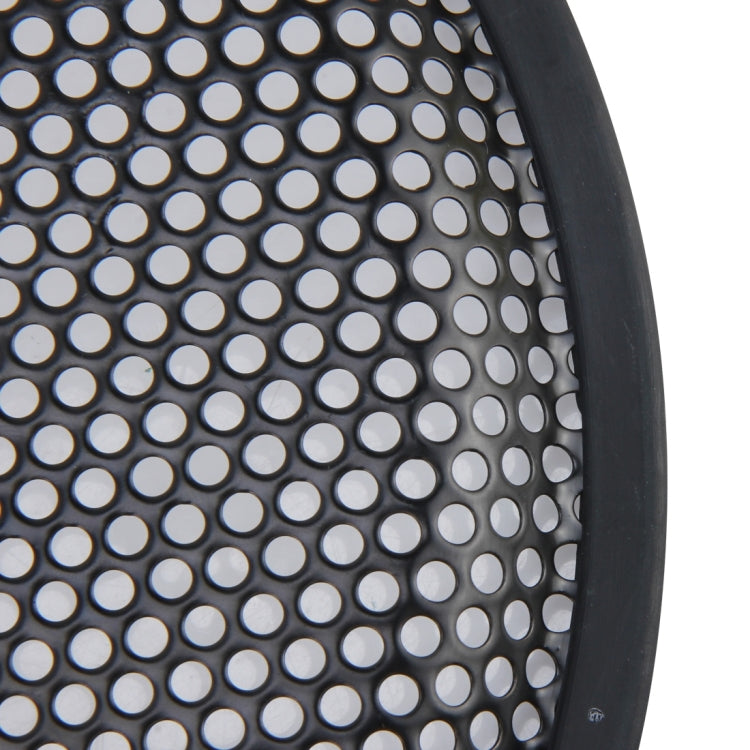 12 inch Car Auto Metal Mesh Black Round Hole Subwoofer Loudspeaker Protective Cover Mask Kit with Fixed Holder, 12 Inch