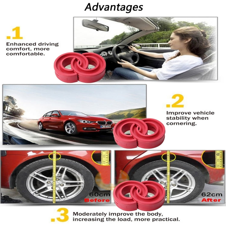 2 PCS Car Auto C Type Shock Absorber Spring Bumper Power Cushion Buffer, Spring Spacing: 27mm, Colloid Height: 50mm(Red), C  Type(Spring Spacing: 27mm, Height: 50mm)