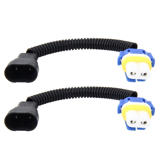 2 PCS 9006 Car HID Xenon Headlight Male to Female Conversion Cable with Ceramic Adapter Socket, 9006