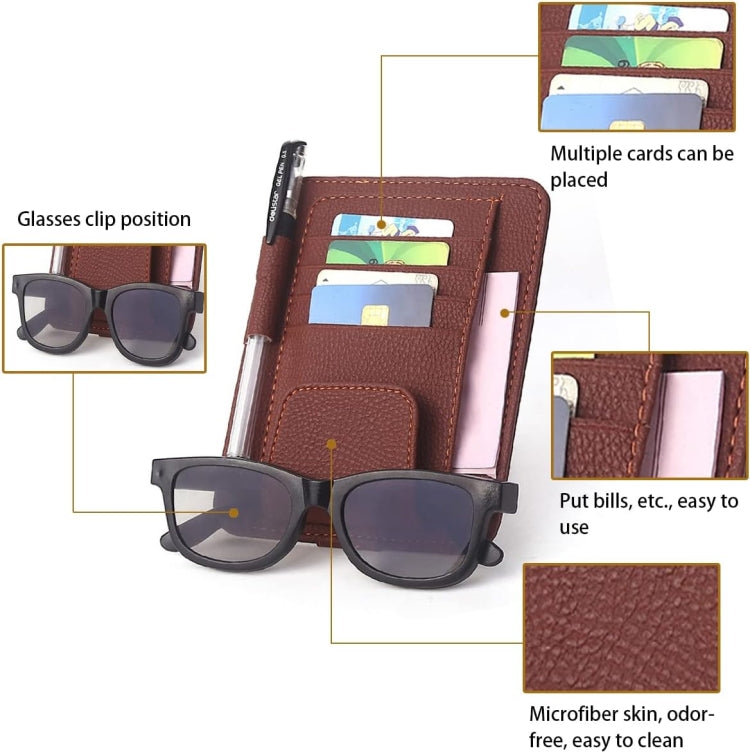 Multi-functional Auto Car Sun Visor Sunglass Holder Card Bill Ticket Storage Holder Pouch Bag