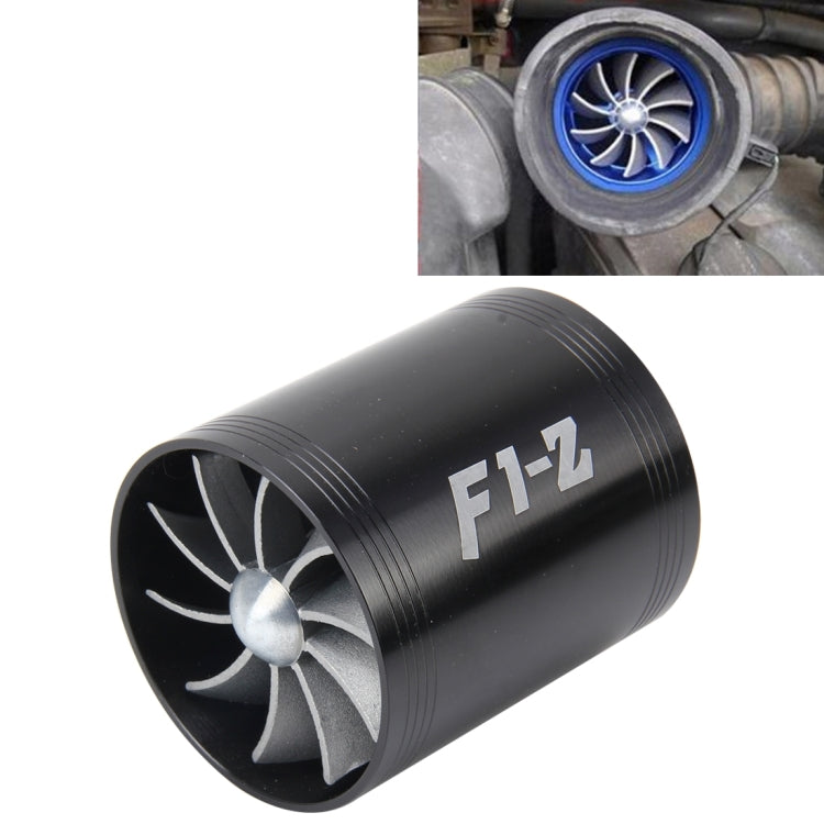 F1-Z Car Stainless Universal Supercharger Dual Double Turbine Air Intake Fuel Saver Turbo Turboing Charger Fan Set kit, Double Side(Blue), Double Side(Black), Double Side(Red), Double Side(Silver)