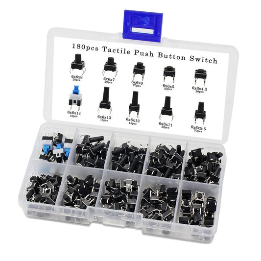 180 PCS Tactile Push Button Switch Kit Micro Switch, 180pcs /Set