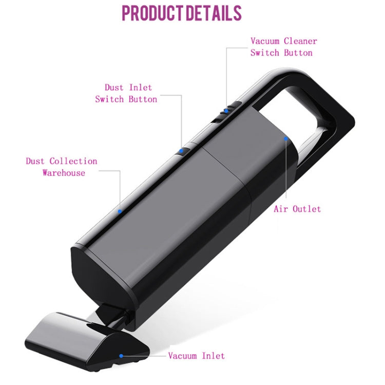 Car Portable Wireless 120W Handheld Powerful Vacuum Cleaner, Wireless (Black), Wireless (White)