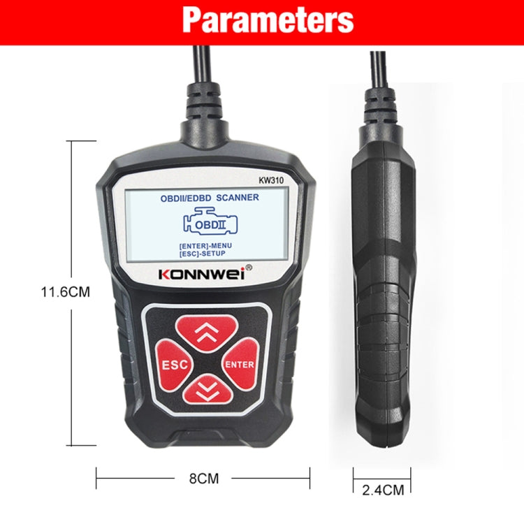 KONNWEI KW310 OBD Car Fault Detector Code Reader ELM327 OBD2 Scanner Diagnostic Tool, KW310