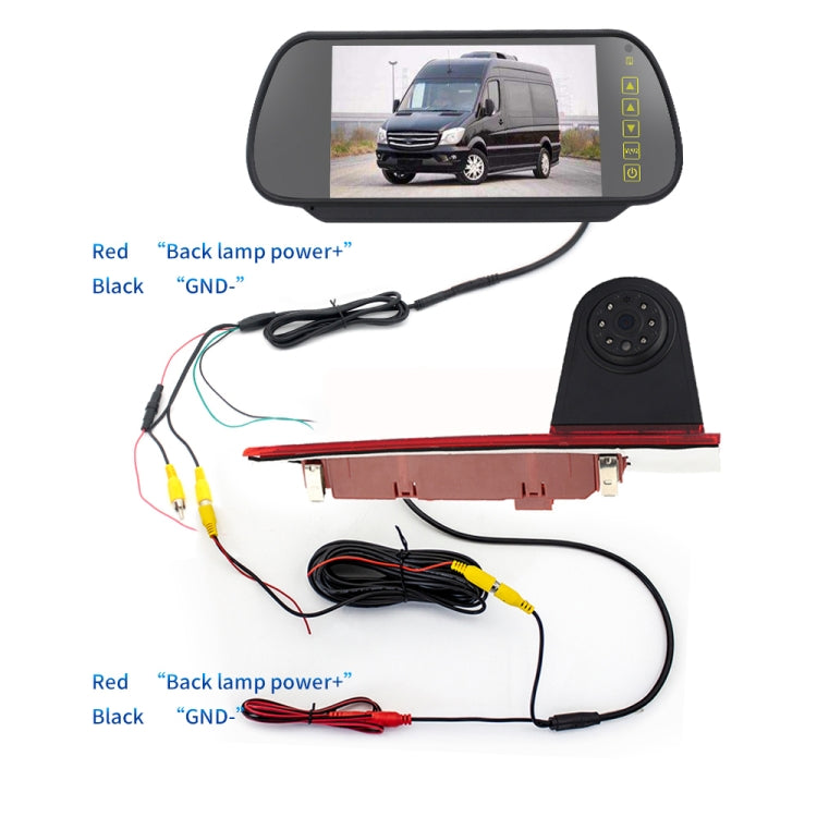 PZ477 Car Waterproof 170 Degree Brake Light View Camera + 7 inch Rearview Monitor for Ford Transit Custom, PZ477 + 7 inch Rearview Monitor