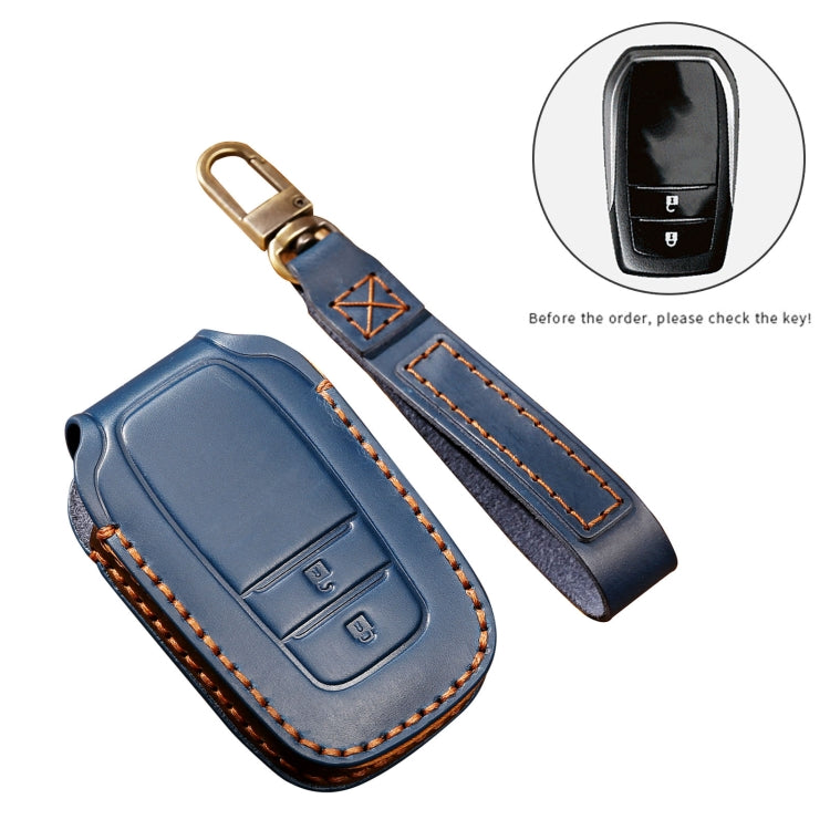 Hallmo Car Cowhide Leather Key Protective Cover Key Case for Toyota Corolla 2017 2-button, For Toyota Corolla 2017 2-button