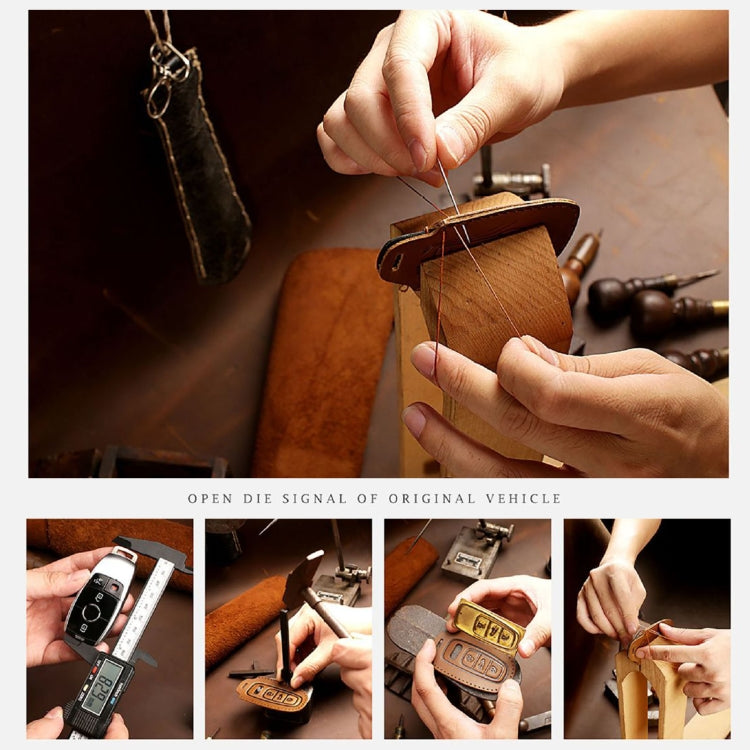 Hallmo Car Cowhide Leather Key Protective Cover Key Case for Mazda Axela 3-button, For Mazda Axela 3-button