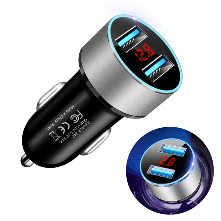 JMG-C016A 5V 3.1A Car Dual USB Charger with LED Display, JMG-C016A (Black), JMG-C016A (Gold), JMG-C016A (Blue), JMG-C016A (Red), JMG-C016A (Silver)