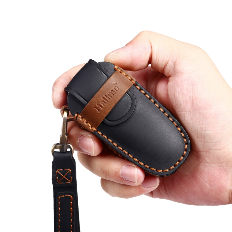 Hallmo Car Cowhide Leather Key Protective Cover Key Case for Hyundai 7-button
