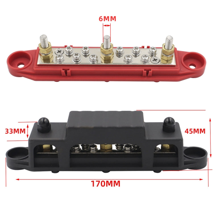 1 Pair 48V 150A M6 Power Distribution Terminal Block Battery Bus Bar Set, M6
