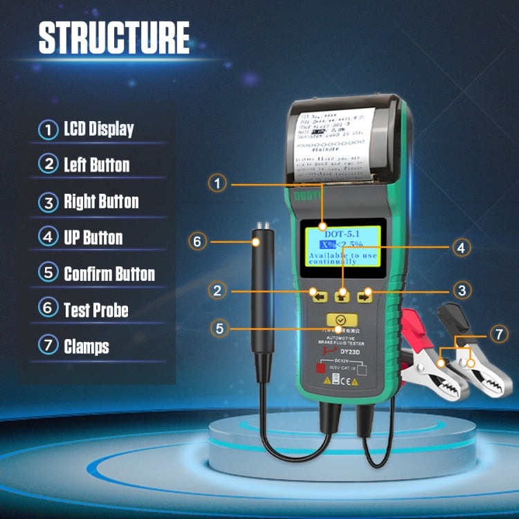 DUOYI DY23D Car Brake Fluid Detection Pen with Print Function, DY23D