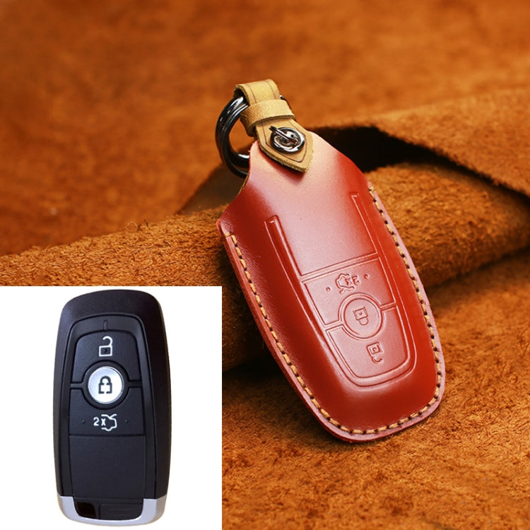 For Ford Car Cowhide Leather Key Protective Cover Key Case, Three Keys Version, For Ford, Three Keys Version