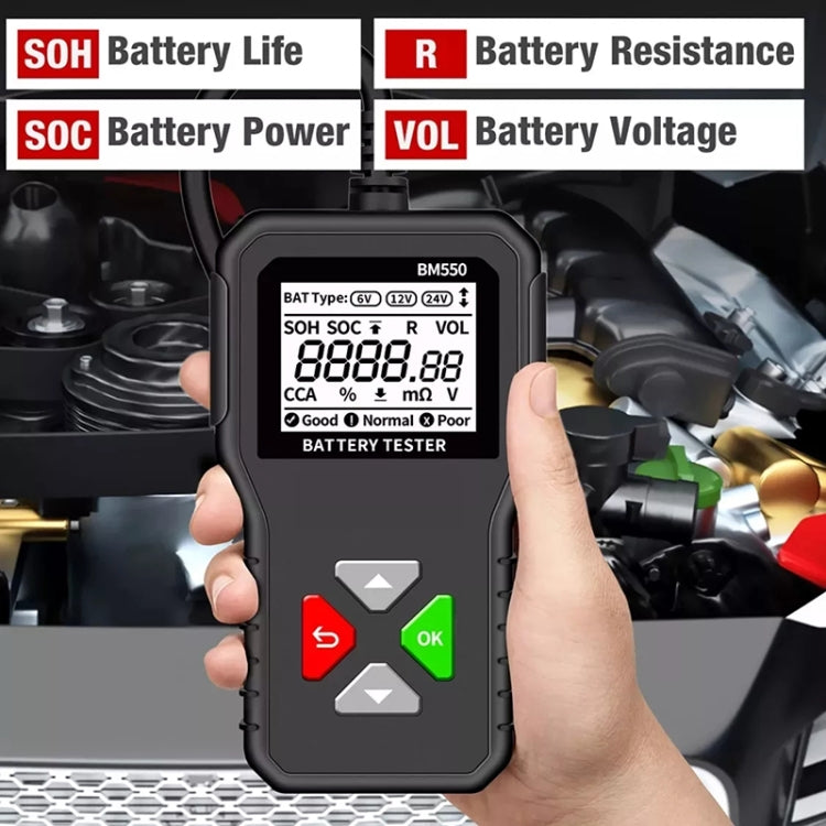 BM550 6V / 12V / 24V 3 in 1 Battery Tester Analyzer Battery Life Detector, BM550
