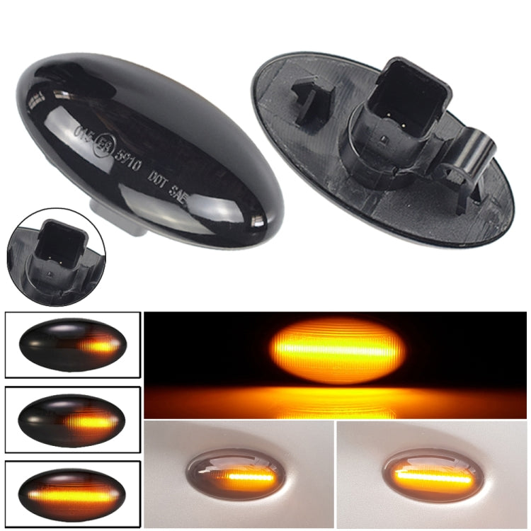 2pcs For Peugeot 1007 Car Dynamic LED Fender Side Light 817300H010, For Peugeot 1007 (Transparent), For Peugeot 1007 (Transparent Black)