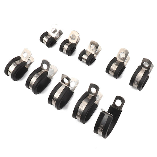 10 PCS Car Rubber Cushion Pipe Clamps Stainless Steel Clamps, Size: 15/8 inch (48mm), Size: 15/8 inch (48mm)