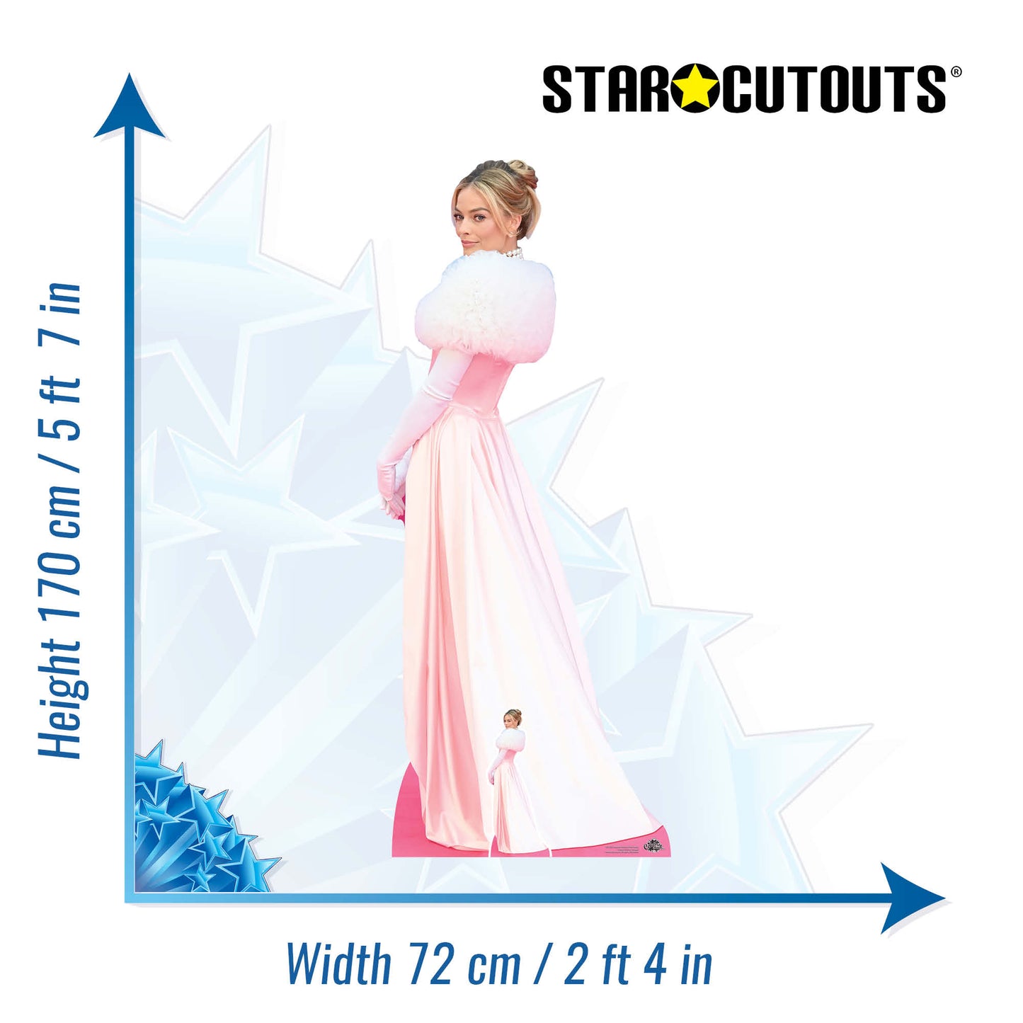 CS1225 Margot Robbie Pink Dress Height 170cm Lifesize Cardboard Cut Out With Mini