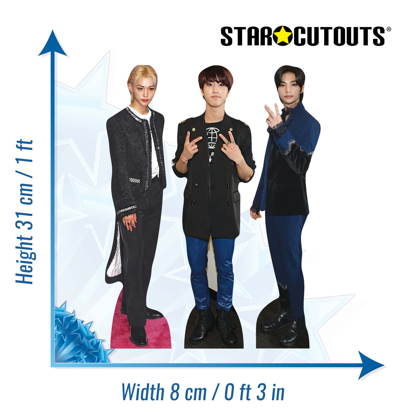 CS1270 Felix Han Hyunjin Stray Kids Trio Shelf Top Pack Cardboard Cut Out Height 31cm