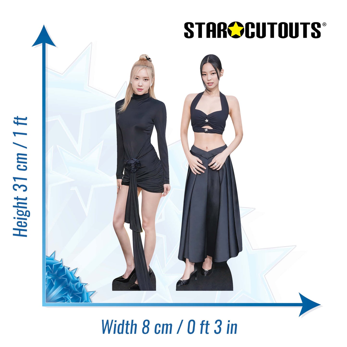 CS1360 Jennie Rose Black Pink Duo Shelf Top Pack Cardboard Cutouts Height 31cm