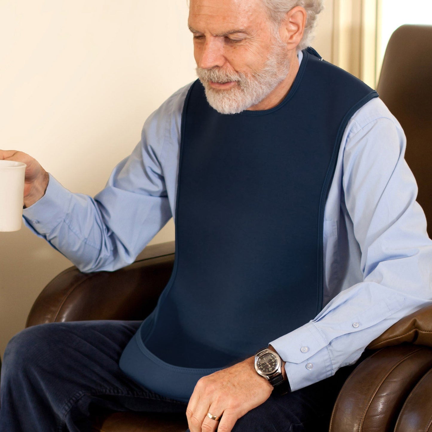 Tabard style adult bib - Medium Navy