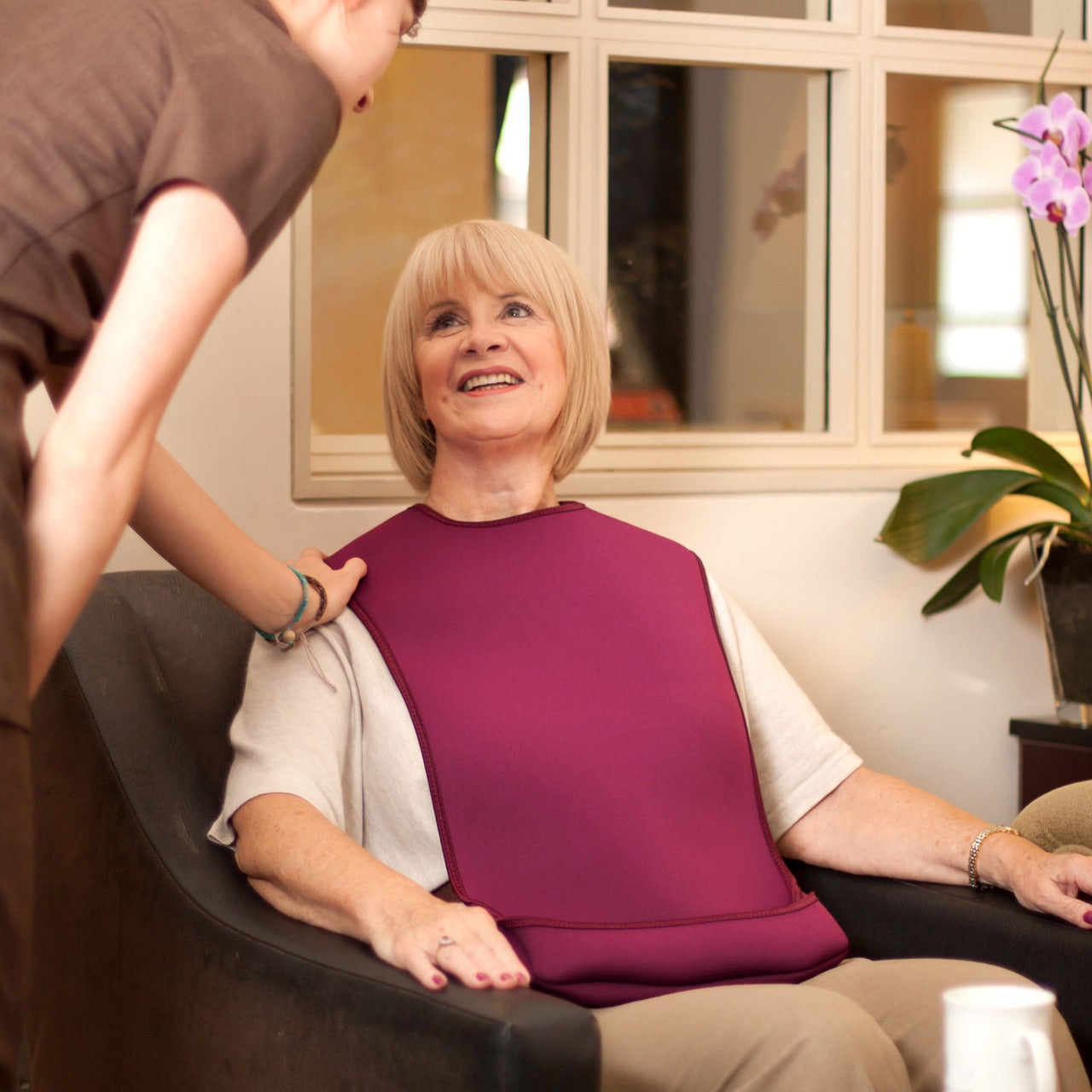 Tabard style adult bib - Small Burgundy