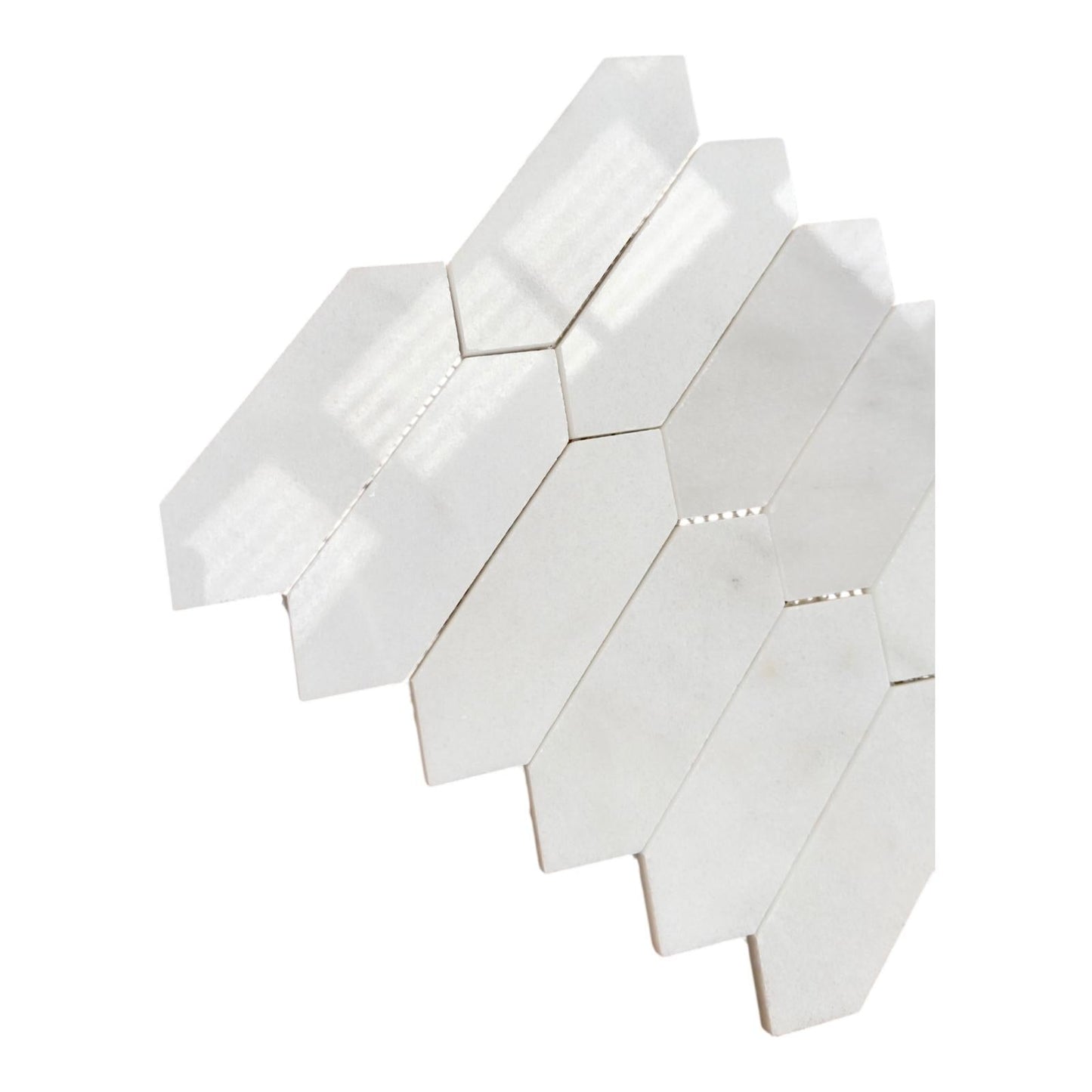 Carrara Marble Picket Mosaic Tiles – 50×150×10 mm