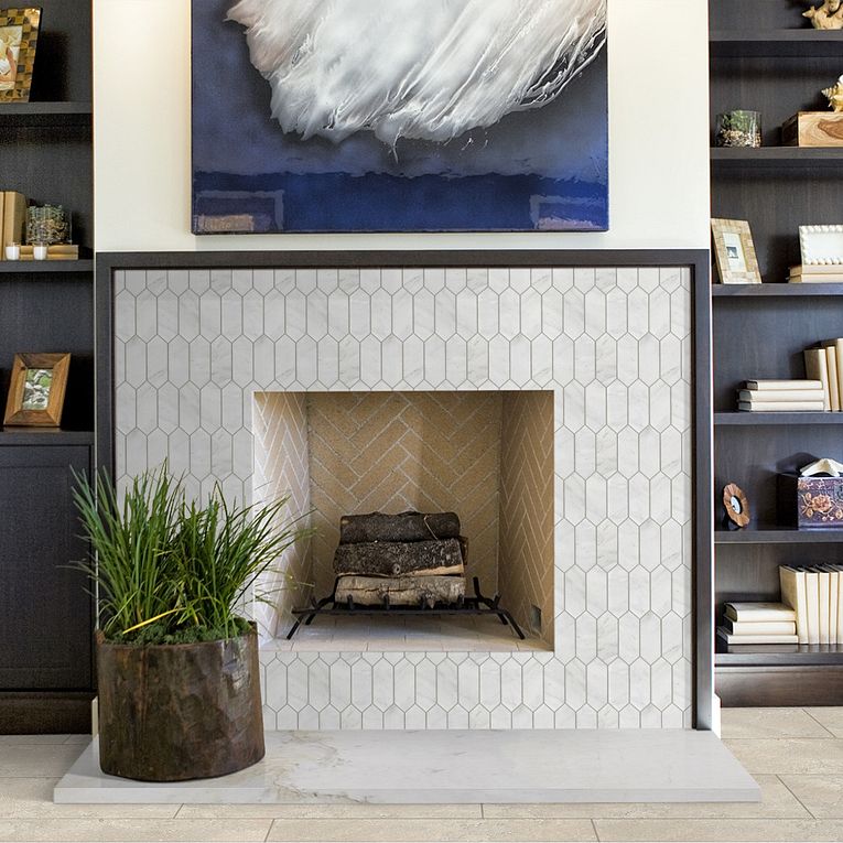 Carrara Marble Picket Mosaic Tiles – 50×150×10 mm