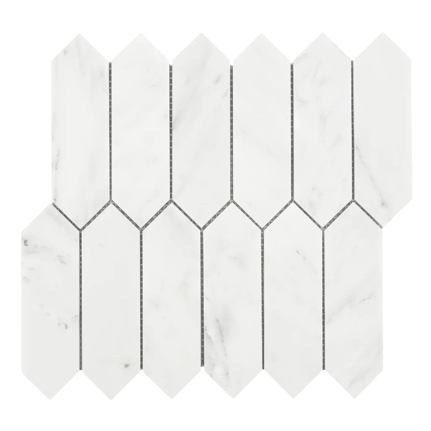 Carrara Marble Picket Mosaic Tiles – 50×150×10 mm