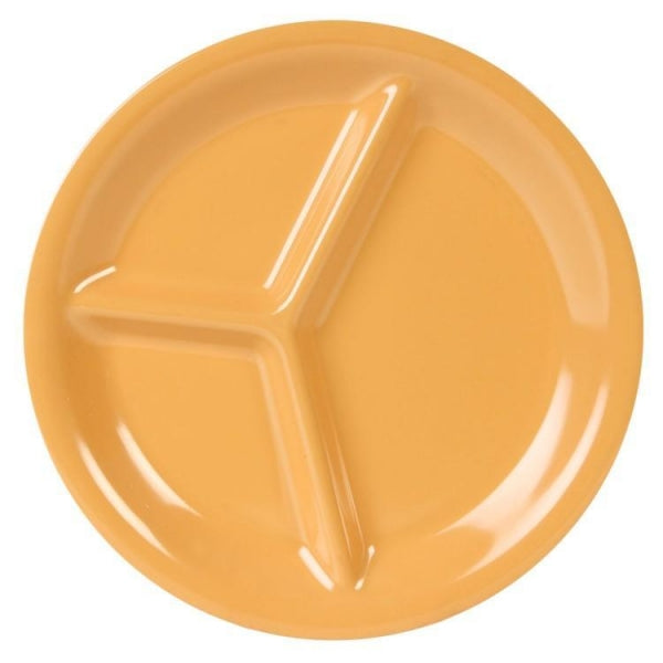 3 Compartment Yellow Melamine Plates - Pack Of 12