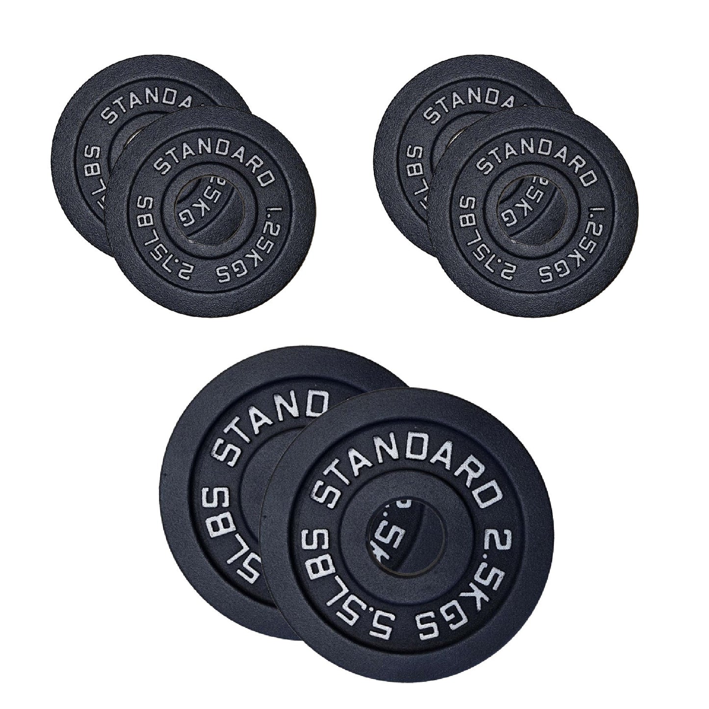 Cast Iron Weight Plates Set and Pair with Olympic Barbell + Clips