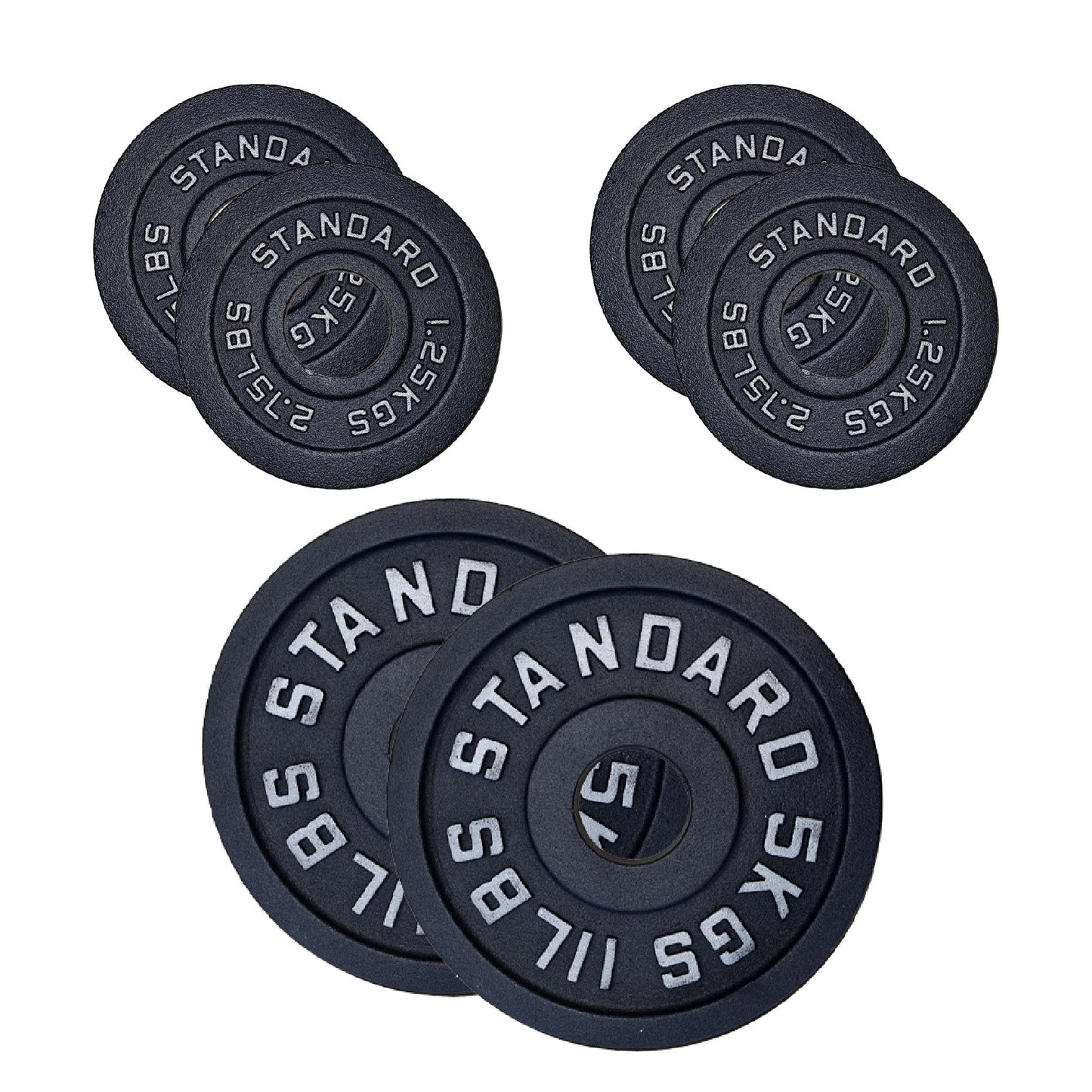 Cast Iron Weight Plates Set and Pair with Olympic Barbell + Clips