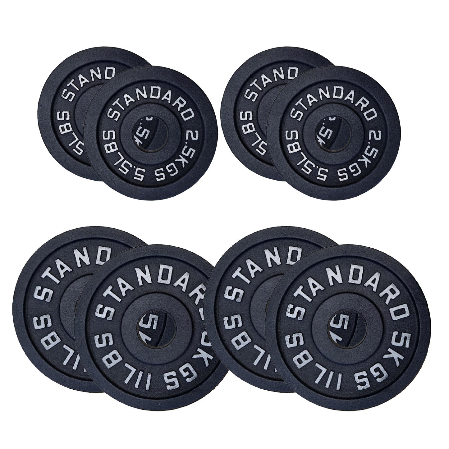 Cast Iron Weight Plates Set and Pair with Olympic Barbell + Clips