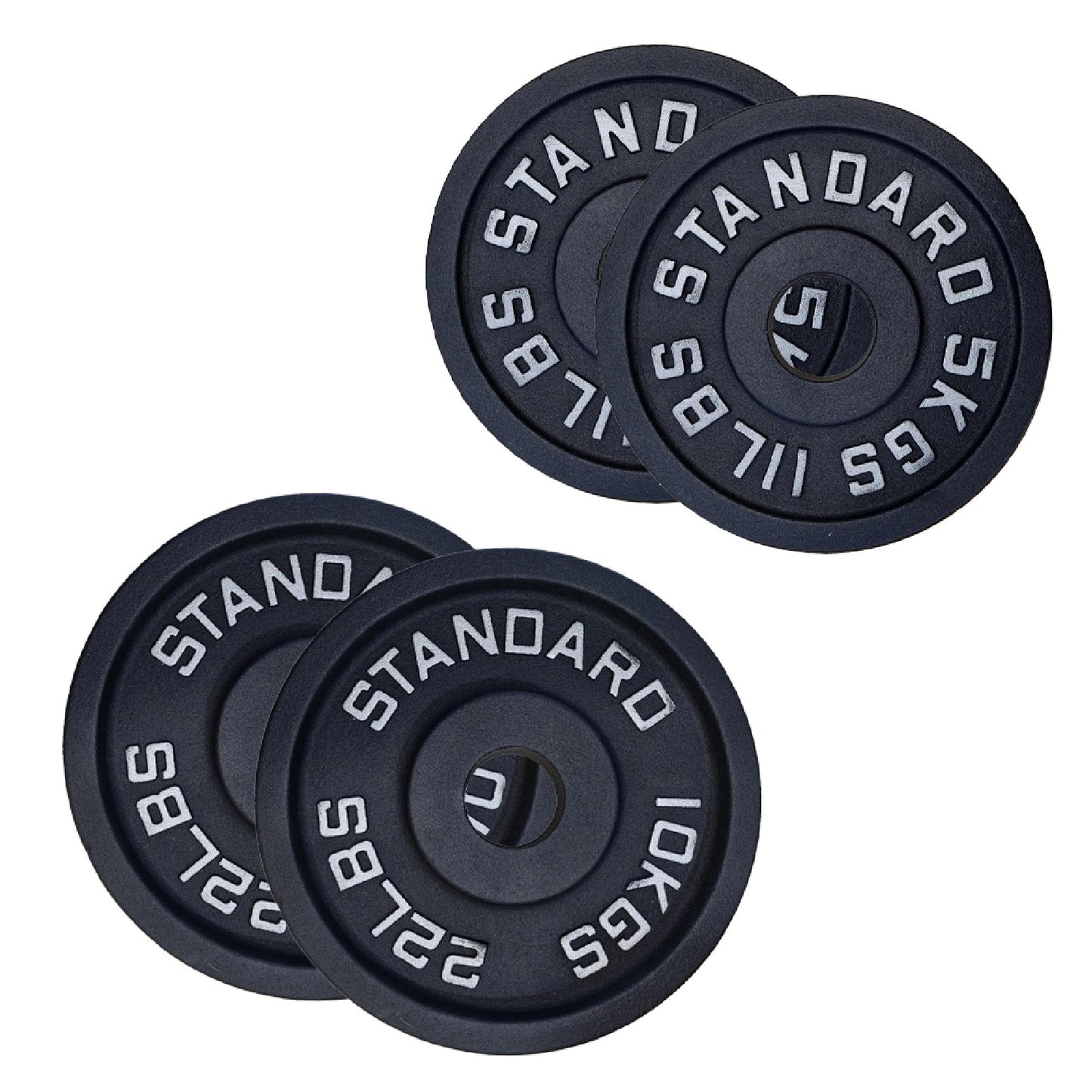 Cast Iron Weight Plates Set and Pair with Olympic Barbell + Clips