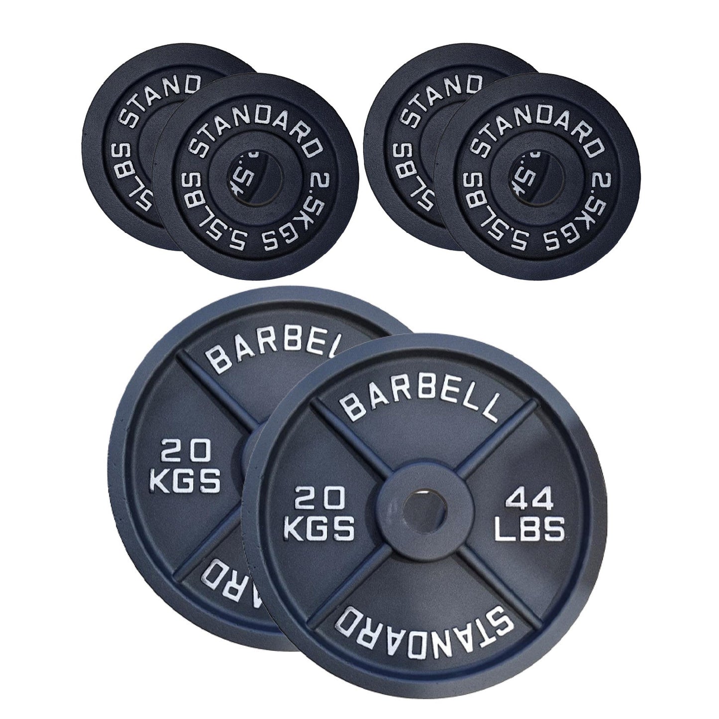 Cast Iron Weight Plates Set and Pair with Olympic Barbell + Clips