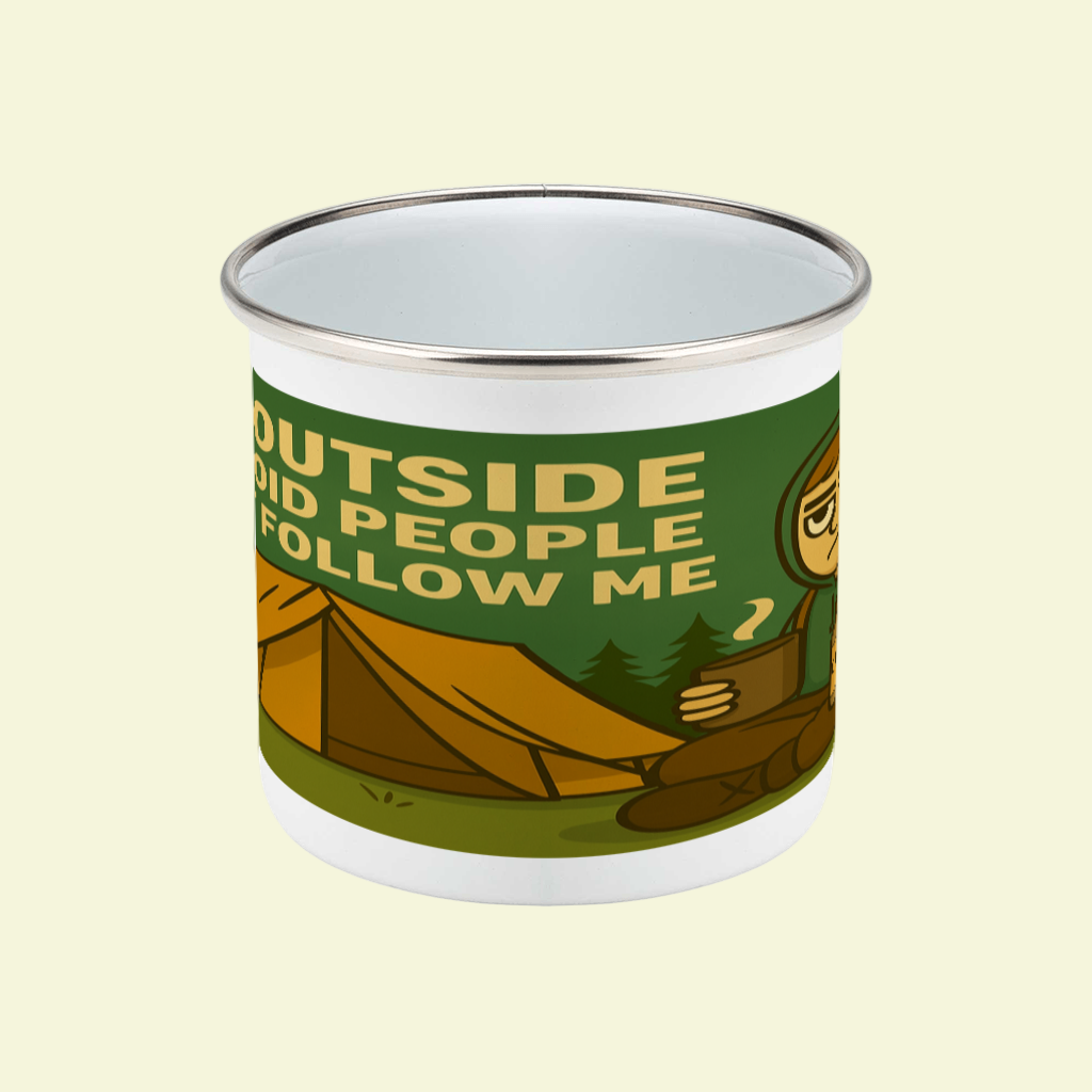 I Go Outside to Avoid People – 12oz Enamel Camping Mug