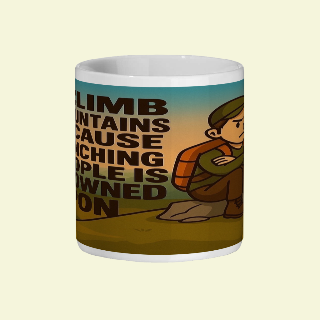 I Climb Mountains Because Punching People Is Frowned Upon – 11oz Ceramic Hiking Mug