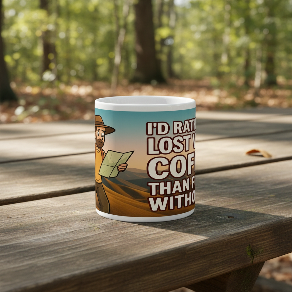 I’d Rather Be Lost With Coffee – 11oz Ceramic Hiking Mug