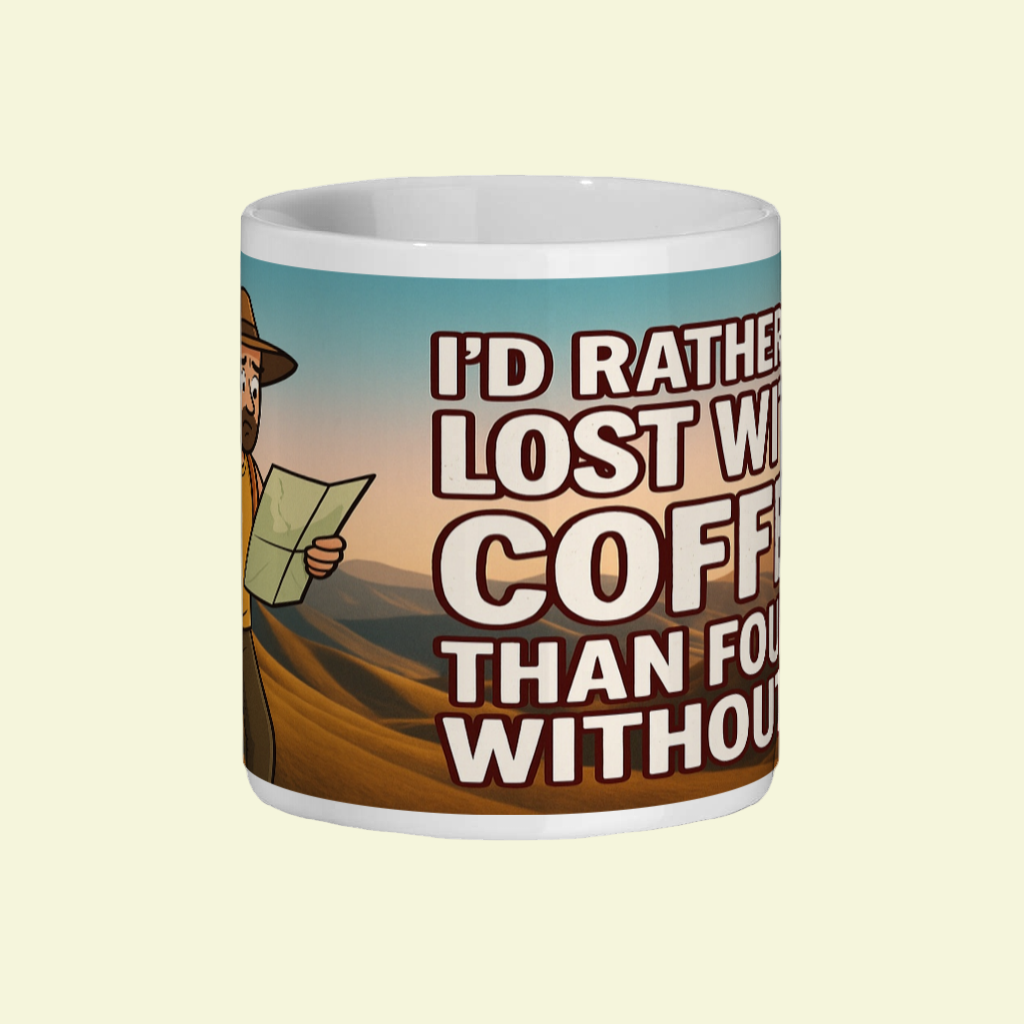 I’d Rather Be Lost With Coffee – 11oz Ceramic Hiking Mug