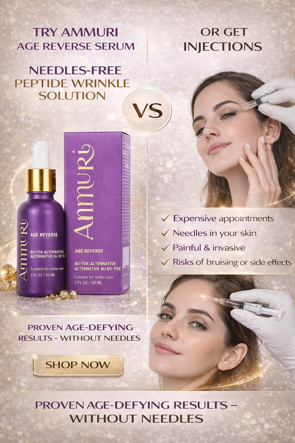 Ammuri Age Reverse Serum 30ml – Anti-Ageing Wrinkle & Firming Serum for Face & Under Eye | Smooth Fine Lines, Hydrate & Improve Skin Elasticity