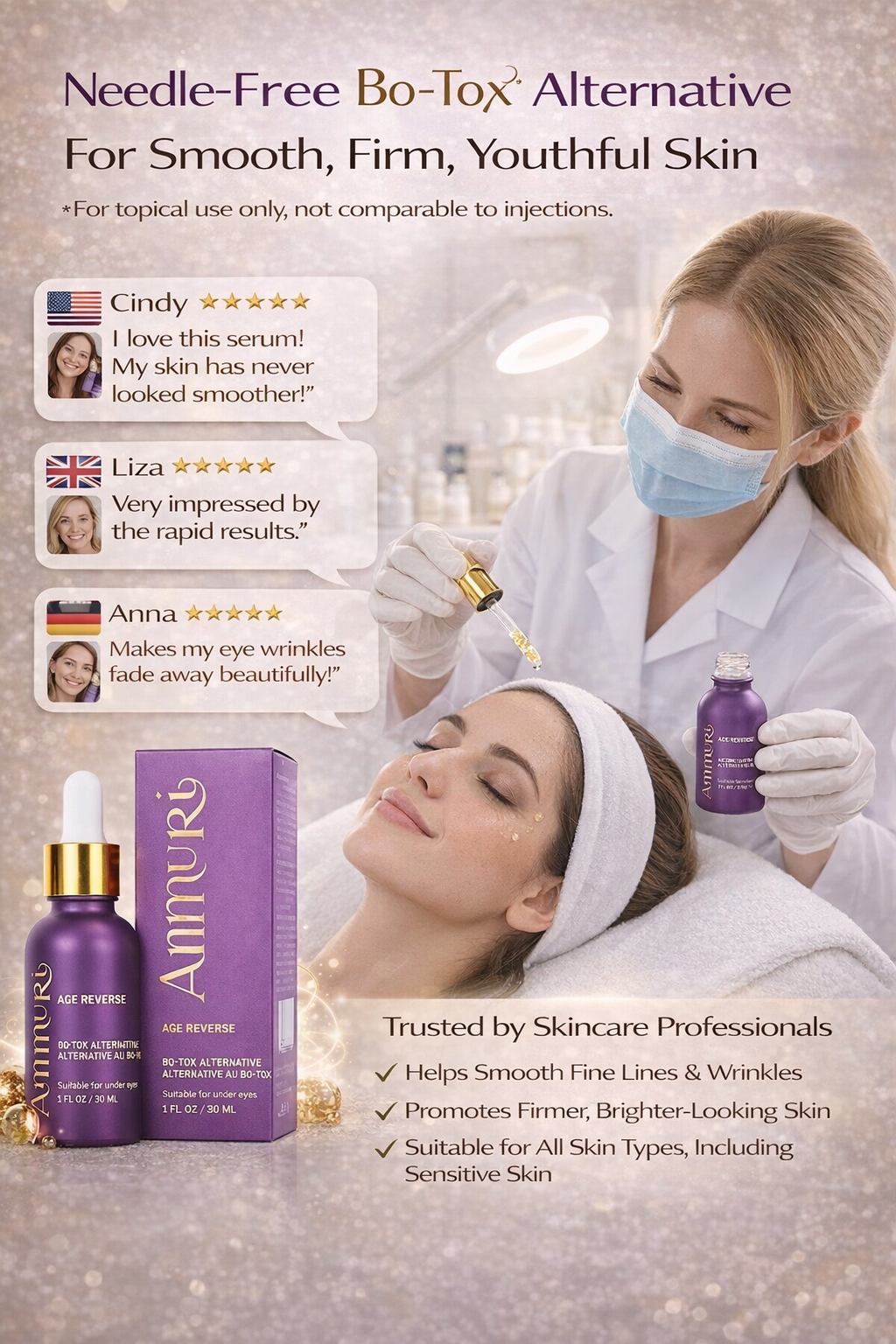 Ammuri Age Reverse Serum 30ml – Anti-Ageing Wrinkle & Firming Serum for Face & Under Eye | Smooth Fine Lines, Hydrate & Improve Skin Elasticity