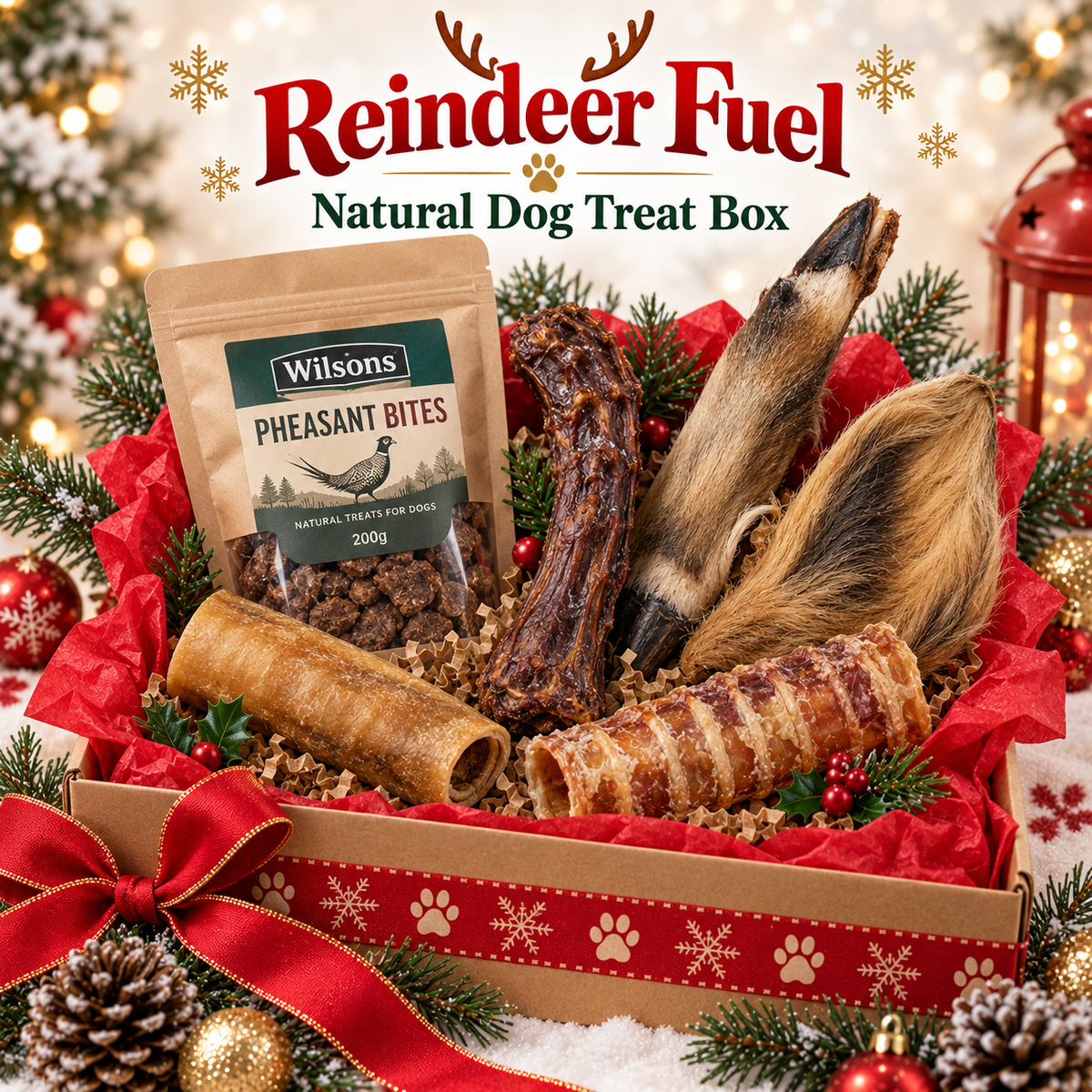 Reindeer Fuel Natural Dog Treat Box