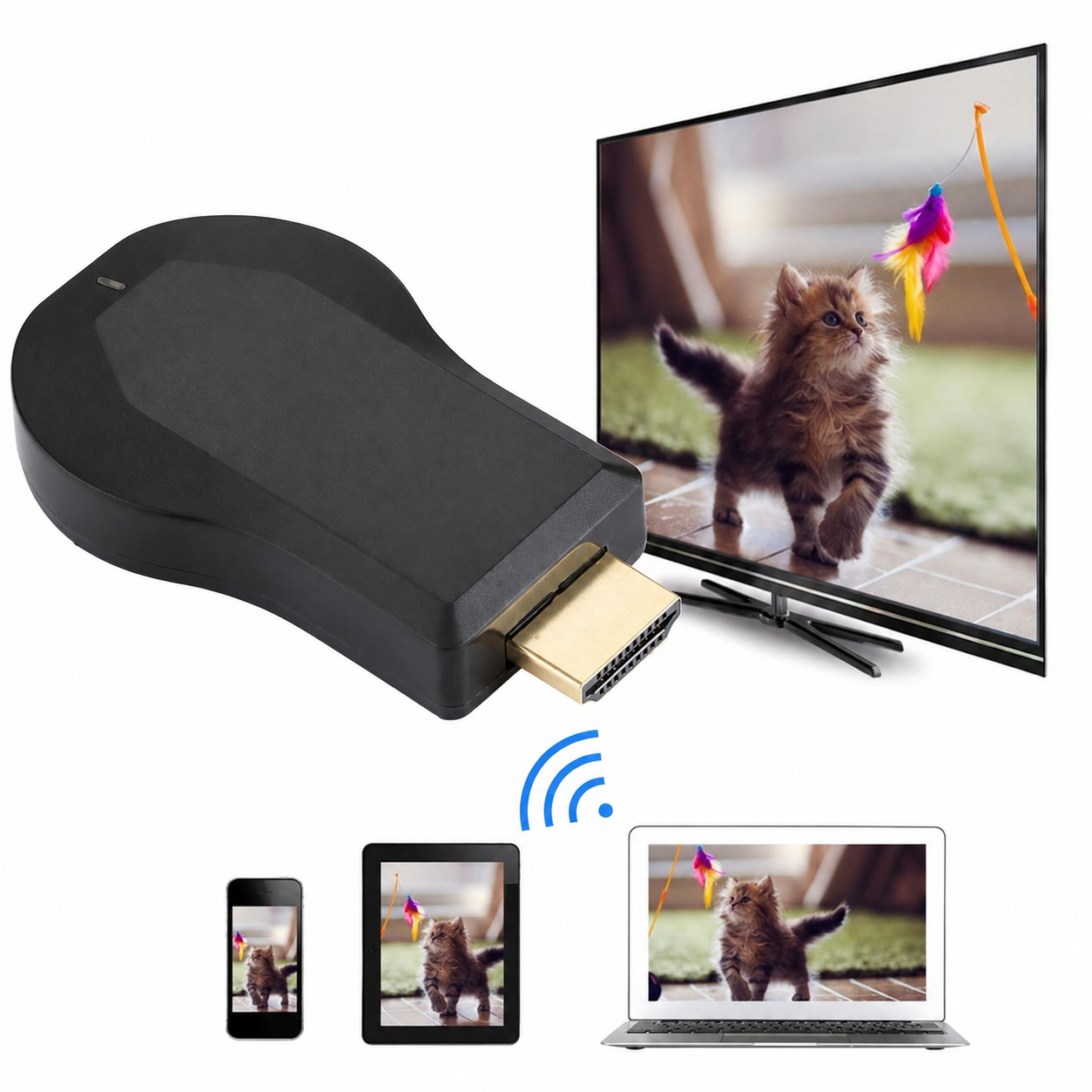 M4 Plus Wireless WiFi Display Dongle Receiver Airplay Miracast DLNA 1080P HDMI TV Stick for iPhone, Samsung, and other Android Smartphones