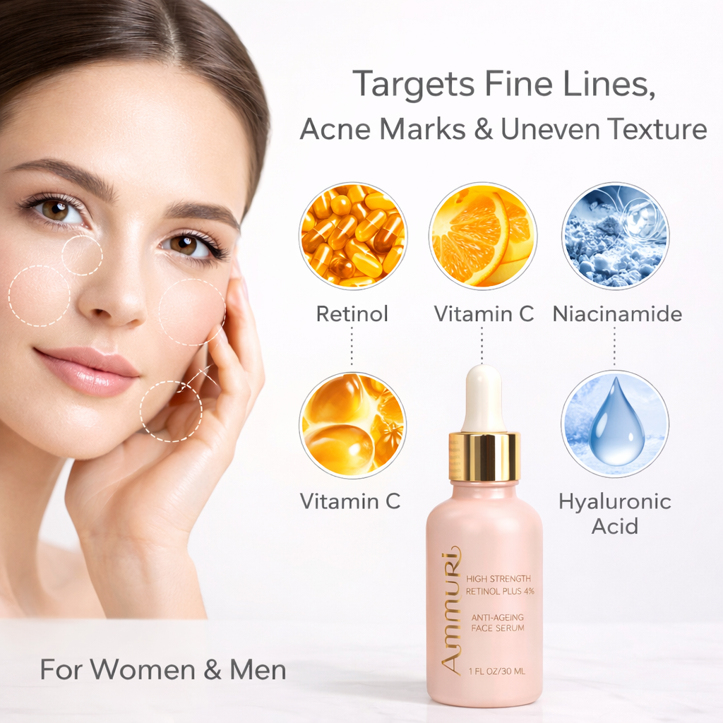 Ammuri Retinol 4% Serum – High Strength Anti-Ageing & Dark Spot Treatment | 30ml