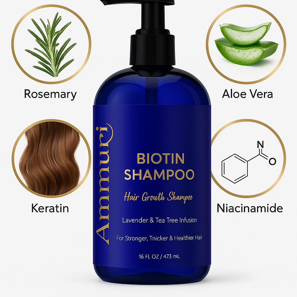 Ammuri Biotin Shampoo – DHT Blocker for Thicker Hair | Set of 2 x 473ml
