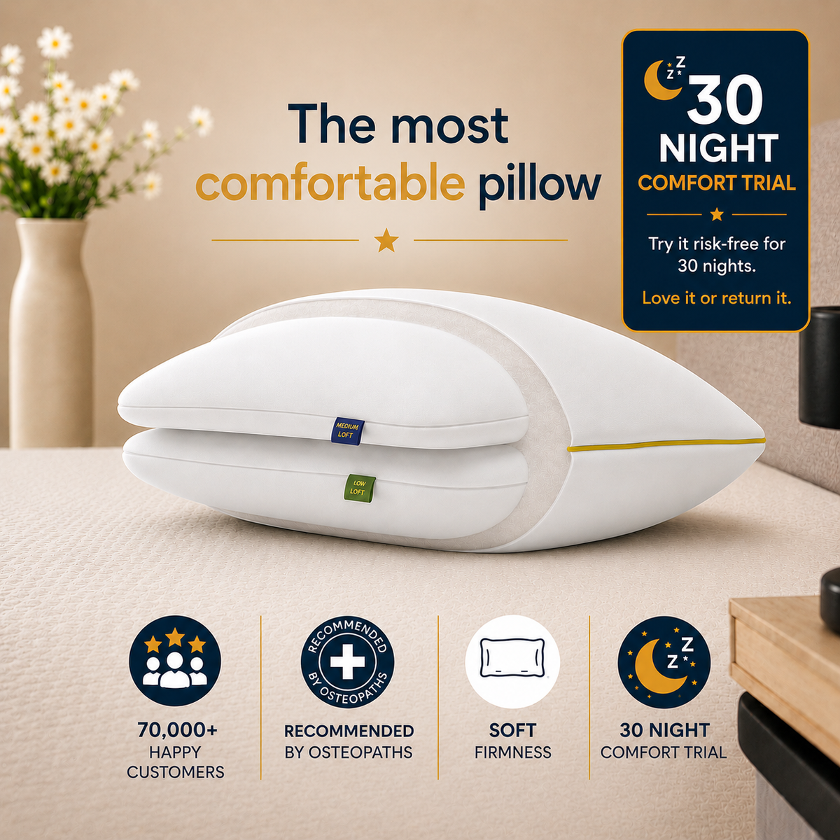 Brightr® Nox Vegan Best Down Alternative pillow