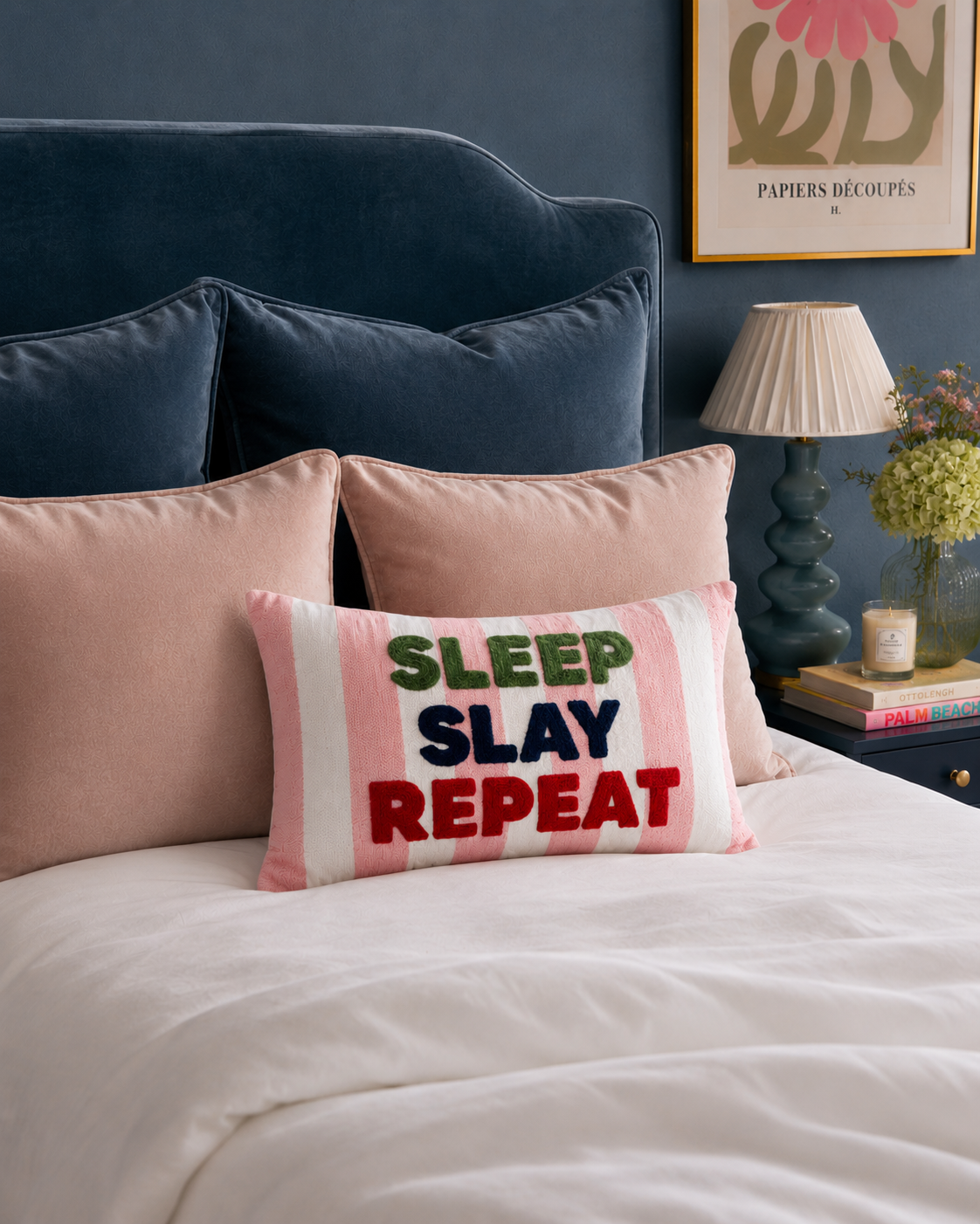 Sleep Slay Repeat Needlepoint Pillow