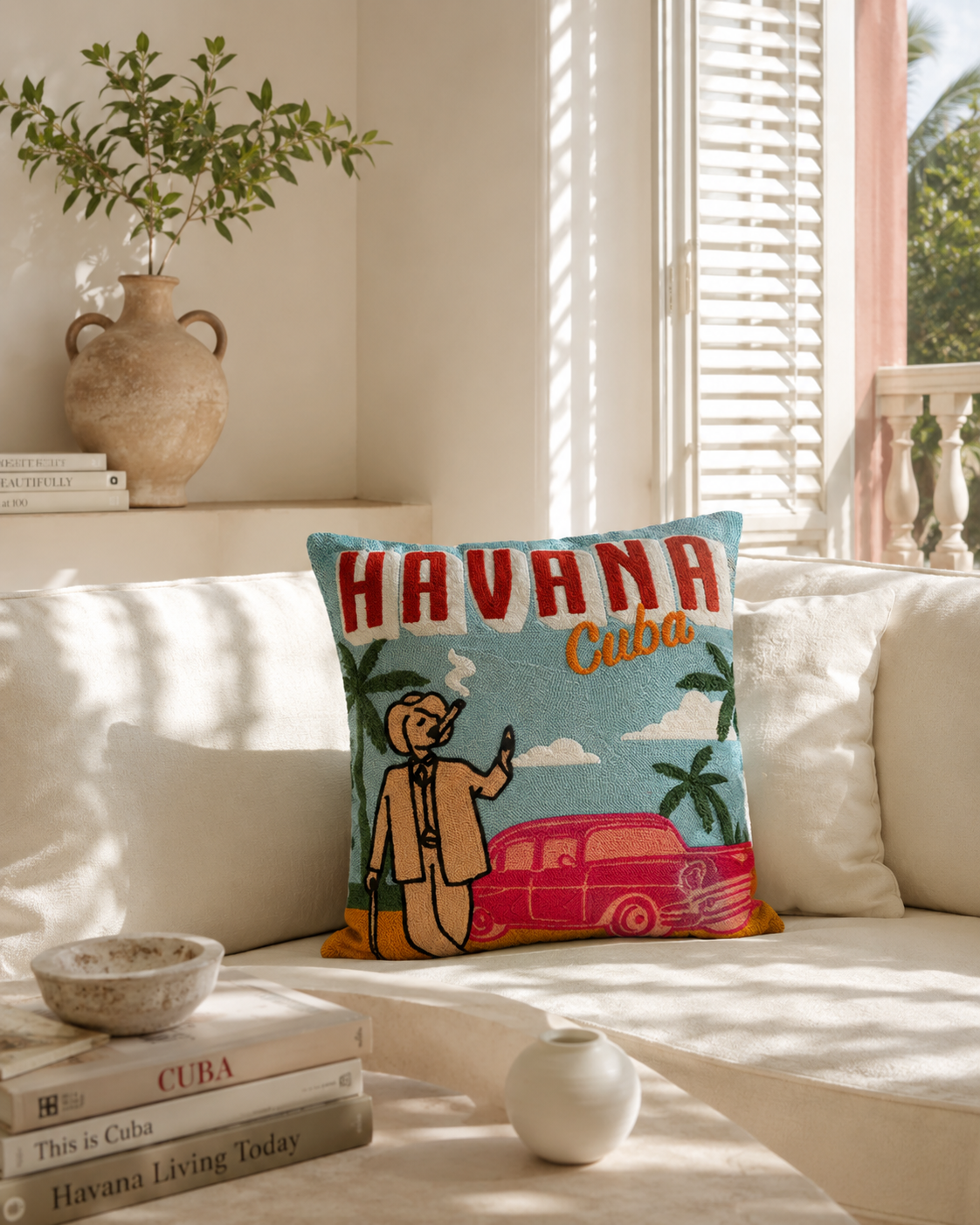 Havana Cuba Needlepoint Pillow