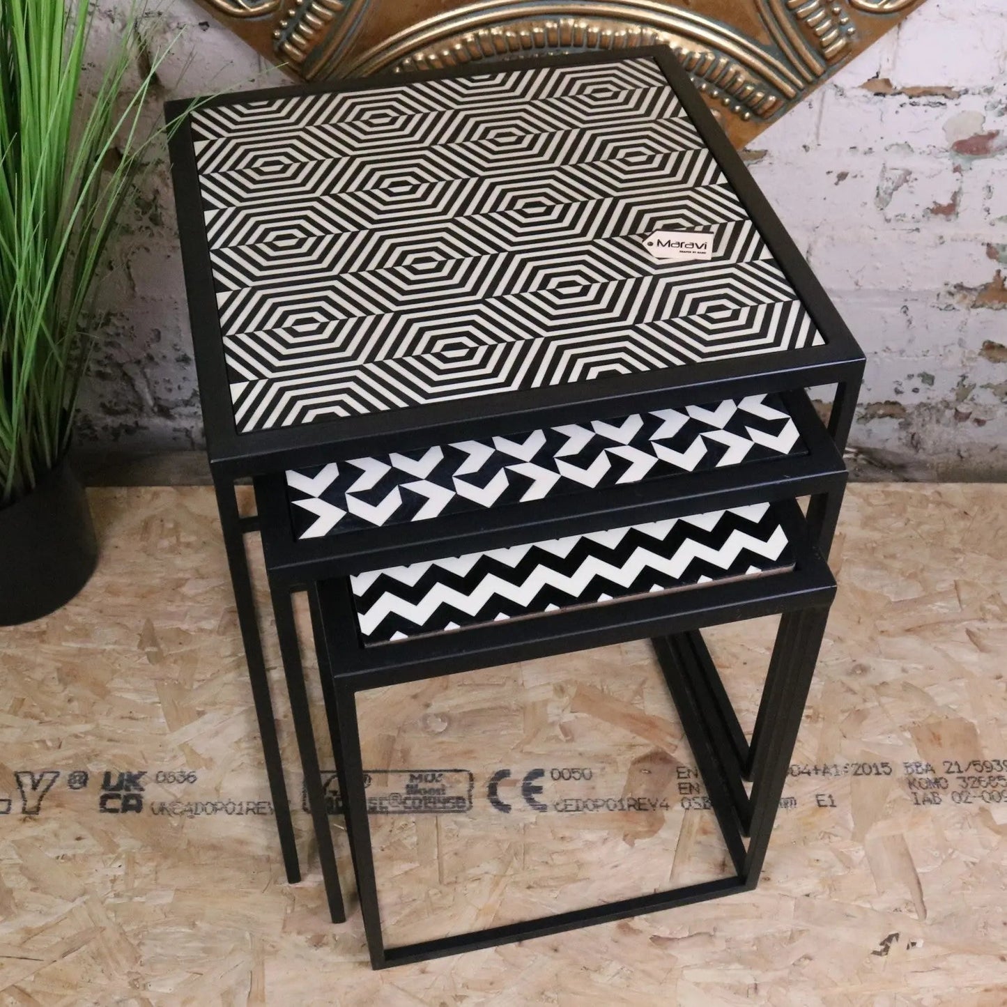 Chinta Modern Black Square Nesting Side Tables