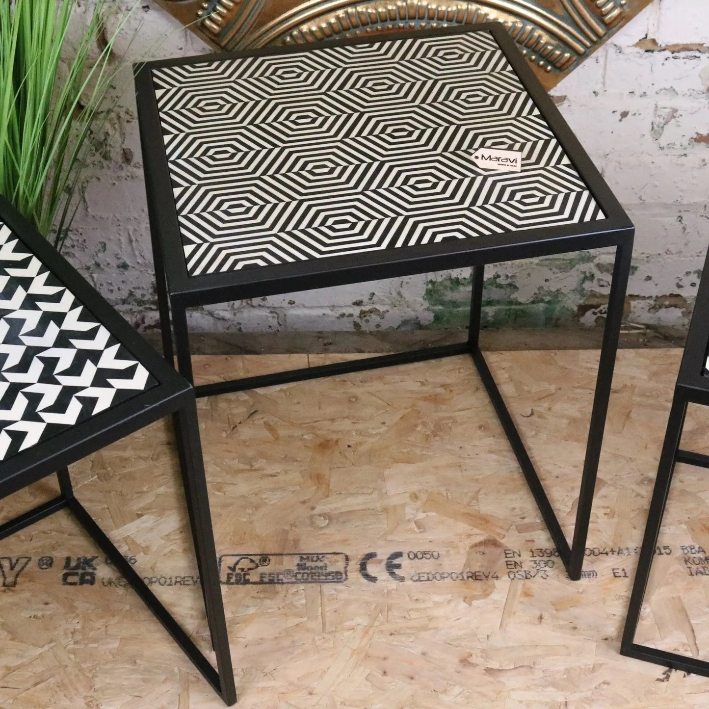 Chinta Modern Black Square Nesting Side Tables